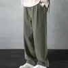 Pantaloni da uomo pantaloni a colori solidi da uomo a gamba larga traspirabile pantaloni solidi vintage in stile retrò Q240429