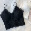 Kadın Tankları Camis moda kadın mahsul üstleri seksi dantel tank üst göğüs sargısı bandeau iç çamaşırı siyah beyaz sarılı göğüs kayışı göğüs ped iç çamaşırı d240427