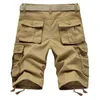 Summer Cotton Cargo Shorts Men Multi Pocket Solid Color Mens Casual Milde