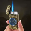 Multifunción premium azul con antorcha alivio más ligero cool lightters reloj personalizado al por mayor