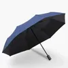 Parapluies Automatic Rain Sun Umbrella Black revêtement parasol anti-UV 3 pliant résistant au vent Auto Luxury Big Femme Femmes Vent Femmes 8ribs