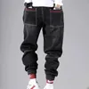 Herenjeans Koreaanse mode enkelband denim heren jeans zwart grijze vrachtheren elastische pocket harem broek straat kleding hiphop jeansl2404L2403