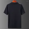 Polos para hombres seda de lujo de lujo de gran tamaño 7xl camisetas para hombres manga corta verano verano de alta calidad rayado camiseta de rayas de hombre