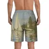 Men's Shorts Regattas At Argenteuil By Claude Monet Print Swim Trunks Quick Dry Swimwear Beach Board French Art Boardshorts