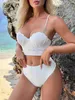 Swimwear Women 2024 Shell Bra Push Up Two Pieces Bikini Set Swimsuit For Women Pearls Strap Swimwear Bikini Sexy Bikini and Beach Jirt Bathing Fult D240429