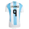 아르헨티나 축구 저지 코파 24 25 팬 플레이어 버전 2024 2025 Dybala Martinez Messis Maradona de Paul 축구 셔츠 남자 키트 키트 유니폼 디 마리아 소년