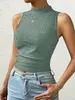 Women's Tanks Camis Womens tank top eyes embroidery staff neckline sleeveless casual summer top solid loose set basic shirtL24029