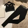 Femmes Rego Rego Print Bandage Bandage Baser Bustier Top top et leggings Designer Tracksuits Yoga Twinset Smlxl