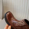 Stivali da abbracci per bambini in pelle per bambini cowboy putt pugno rotondo zip bambini a metà polpaccio scarpe cortome