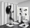 Femmes nues rideau de douche d'ombre avec crochet sexy fille de salle de bain ensemble de salle de bain non glisser le tapis de couverture de toilette pavé de salle de bain pour décoration intérieure 2106093582081