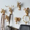 Zet wandgemonteerde haken dierenhoofdrek jas doppen muurhanger paard giraffe eland olifant haken decoratieve decor badkamer accessoires