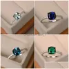 Solitaire Ring Fashion Fashion Big Square Sky Blue Stone Rings for Women Gioielli Regali di fidanzamento del matrimonio intarsia