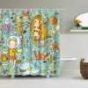 Set 3D Cartoon Totoro Unicorn Shower Curtain Bath Cute Screen Bath Curtain Waterproof för heminredning Badrum Artikel