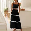 Werkjurken zomer 2 stuks dames mode vierkante kraag mouwloze tops jurk sets vrouw kledingvestidos de mujer elastische taille