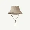 Ins Blogger Wide Brim Bucket Hat with Rope Women Men Beach Sun Sunscreen Fashion Y2K Golf Cap 240423