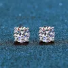 WZ001 Fijne 3 mm 5 mm 6,5 mm 1CT VVS Geplaatste platina 925 Sterling Silver Earring Sieraden Moissanite Wedding Engagement Oorbellen