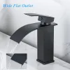 Set Bathroom Basin Sink Faucet Waterfall Spout Tap Deck Mount Single Handle Cold Hot Water Mixer Vanity Washbasin Crane