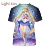 T-Shirts New Sailor Moon Anime 3D-Druckmädchen Kurzarm T-Shirt Casual O-Neck Anime Sailor Moon Childrens Unisex Kurzarm T-Shirtl2404