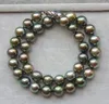 Nowa biżuteria Pearl Elegancka 1011 mm Tahitian okrągła czarny zielony naszyjnik perłowy 18018438
