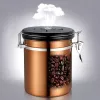 Radio 1.5/1.8l Coffee Bean Tea Container Vent Vae Stainless Steel Box Storage Jar Coffee Damp Proof Storage Box Food Storage Pots