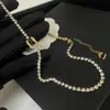 Never Fading 18K Gold Plated Designer Necklace Luxury Brand Double Letter Pendants Necklaces Bracelet Stainless Steel Choker Pendant Necklace Chain Jewelry