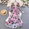 Abiti casual Summer Fashion Stampa floreale Donne lunghe Slim Beach Party One Pieces Female Elegante Maxi Vestidos