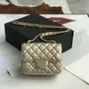 12a upgrade spiegelkwaliteit klassieke klep zak 17 cm ontwerper echte lederen lamskijnzintas zwart goud zilver gewatteerde portemonnee handtas crossbody schouderketting tas