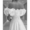 Line White A Country Garden Wedding Dress Adrapless Hand Made Flowers Satin Bridal Bowns Dresses Vestido de Novia Es