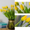 Decorative Flowers Hand Tied Artificial Tulips 7 Head Fake Tulip Bouquet Wedding Engagement Dinner Fresh Tabletop Decoration Living Room