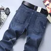 Jeans causais Jeans Novo estilista de moda masculina preta azul magro rasgado Destruído Destruído Slim Fit Hip Hop Pants Top qualidade B4