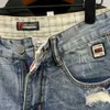 Heren shorts gescheurd rechte mannelijke denim shorts grafische multi color sale Koreaanse modeheren korte jeans broek originele trend 2023 luxe gesneden J240429