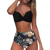 Swimwear femminile sexy set di bikini set di bikini set da bagno stampato floreale canotta da bagno brasiliano set da due pezzi di abbigliamento da spiaggia per il torace rotta