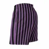 Черные и фиолетовые линейные шорты высококачественная вертикальная полоса Печана Пляж Короткие брюки Мужчина Эластичная талия милые болоты плавания 240424