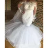 Nek jurken mouwen mouwen kralen juweel long zeemeermin kanten applique op maat gemaakte plus size bruiloft jurk vestido de novia