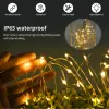Décorations Charge rapide Lumières de fées de ficelle solaire 10m100m à LED étanche Garland extérieur grand pavillon solaire lampe de jardin pour décoration de jardin