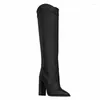 Boots Fashion Casual Women's Automn Winter Leather High Heel Femme Chaussures Modèle Modèle Kenn-High Spir-On Long