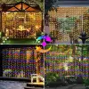 Decorazioni 1pc Luci a corda per tende solari Luci da fata da esterno Luci a corda scintillanti a energia solare 8 modalità per l'arredamento del patio da giardino domestico