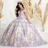 2024 Luxury Purple Princess Quinceanera Vestidos Beading Appliques Lace Tull Birthday Party Vestido de 15 16 Anos