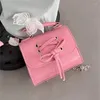 Drawschnell Xiuya kleine rosa Damen Umhängetaschen Ketten Designer Mode koreanische Handtasche lässig Bogen süße süße weibliche Münze Geldbörse