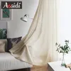 Beige linen tulle curtains for living room Modern flax sheer bedroom Solid voile curtain children window drapes 240422