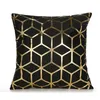 Couvercle de coussin géométrique oreiller blanc noire de canapé décoratif de la mode concepteur doré 45x45 240428