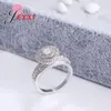 Clusterringen Luxe Clear CZ Crystal Anel 925 Sterling Silver Round Wedding For Women Handmade sieradenvoorstel Ring Vrouw