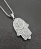 Colliers de pendentif Dropships Classic Hand of Fatima Hamsa Collier Pendants Silver Color Chain Palm State Bijoux pour Womendrop6826278