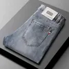 Heren jeans lente/zomer lichtblauwe heren 2024 nieuwe trend street mode vrijetijdsblok high -end broek Q240427