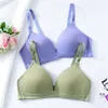 Behas sexy push-up damesbeha's voor meisjes naadloos draadloos verstelbare zachte brassiere solide kleur ultradunne driehoekige beker ondergoed y240426