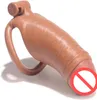 Mannelijke kuisheid kooislot met 4 ringen mannelijke nylon roze sissy sex speelgoed pik kooi lichtgewicht kuisheidsapparaat in de vorm van een dildo volwassen bdsm-bondage voor mannen (v2-large)