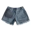 Kvinnors shorts kvinnor mode enkel casual tassel kvinnlig denim bandage jeans ficka byxor siden pyjamas för kvinnor daglig uppsättning