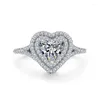Кластерные кольца Cyj European Pave Cz Big Heart Love 925 Серебряное кольцо стерлингового кольца для женщин свадебная вечеринка по случаю дня рождения
