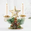 Candles Navidad Noel Dekoracja świąteczna Nowy Rok Świec Holder Metal Choink Tree Candlestick Santa Berry Ornament Xmas Table Decor