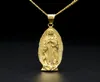 God Holy Mother Virgin Mary Charm Pendant Yellow Gold Color With 24quot Cuban Curb Chain Necklace For Men And Women9426492